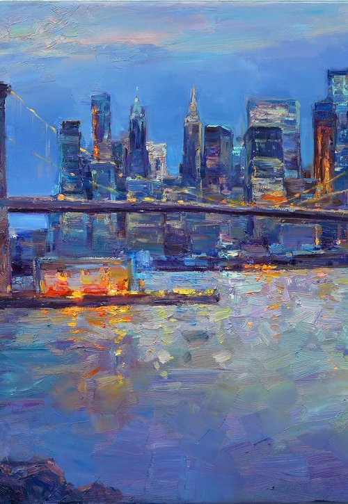 Evening Brooklyn Bridge by Sergei Chernyakovsky