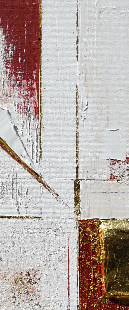 Original Abstract painting oil on canvas 14x14in; 35x35cm with gold leaf by jelena b