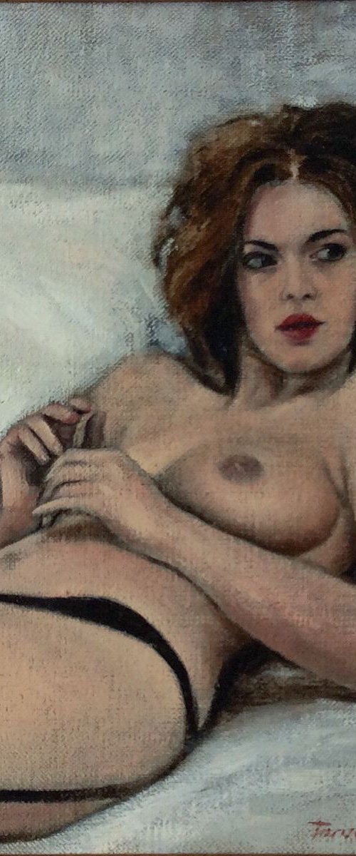 Nude, oil on canvas, 31 x 31 cm, 2018 by Syuzanna Tarverdyan