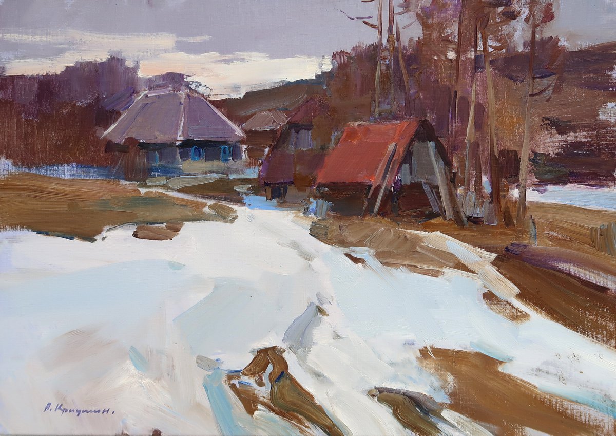 Impressionistic Landscape Oil Painting By Aleksandr Kryushyn, 24 X 18, Spring Came, Original Artwork