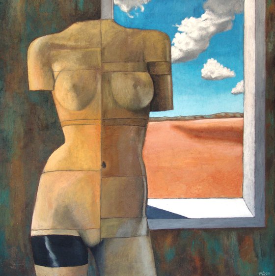 Figure in front of landscape