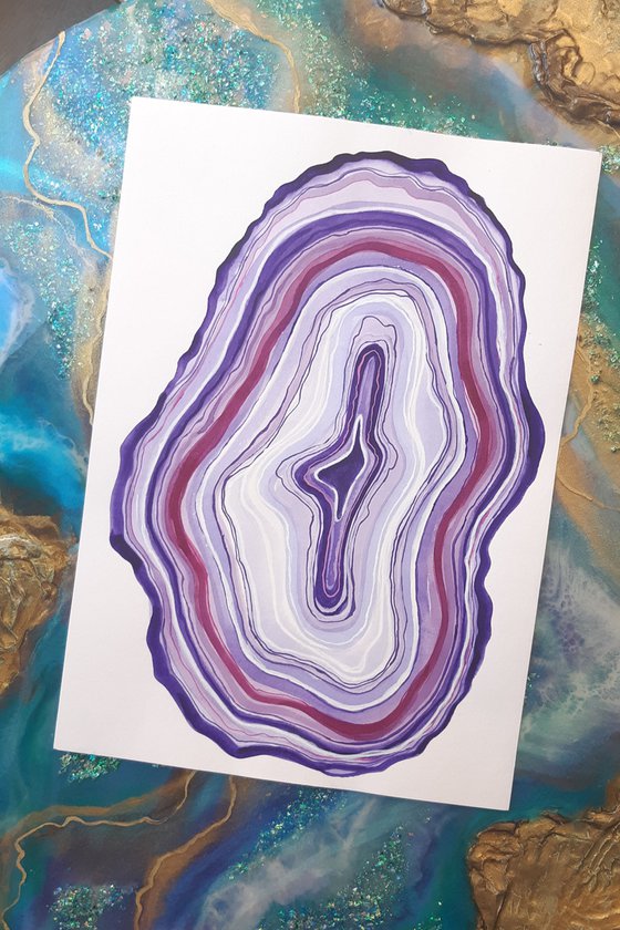 "Agate slises" set of 3 Paintings