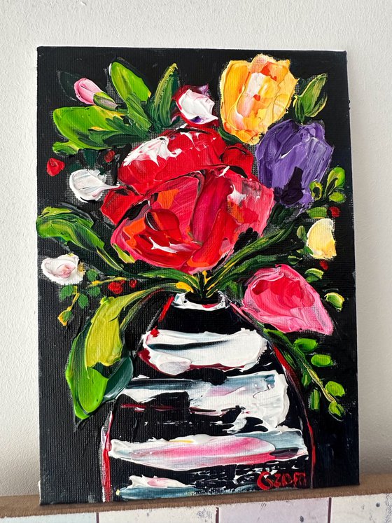 Flowers with black background
