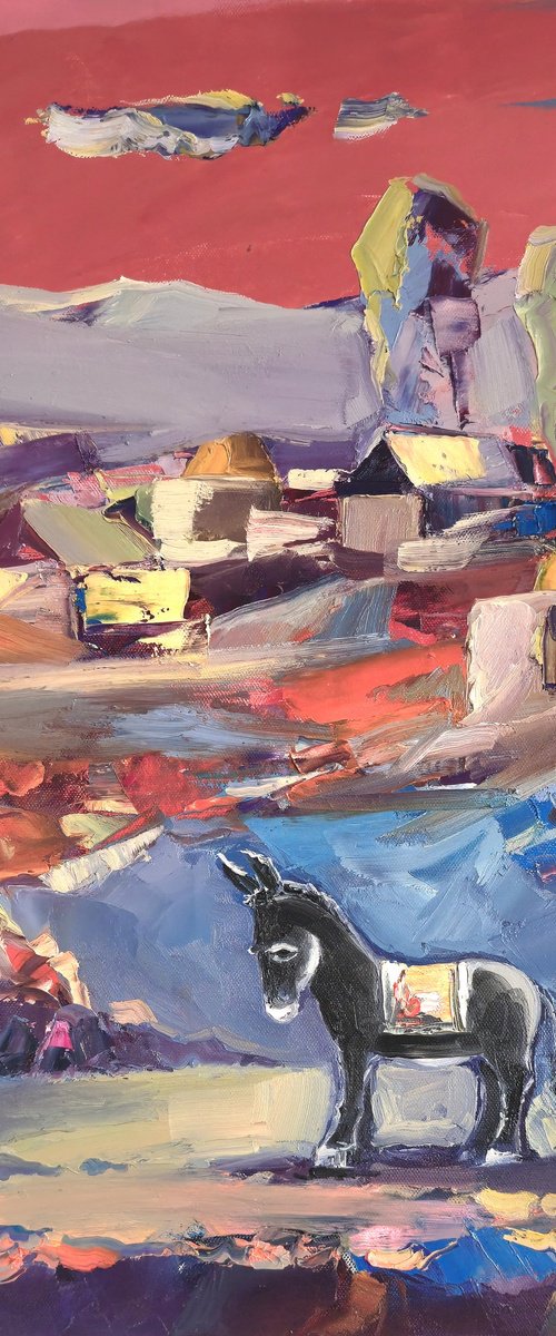 Village Under Crimson Sky by Hayk Miqayelyan