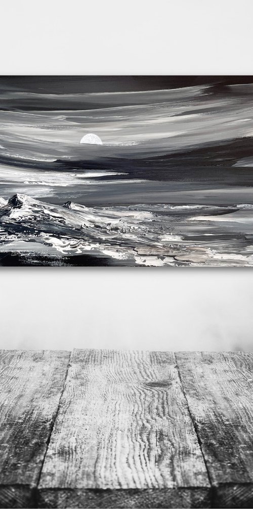 Moonlight over Snow Capped Mountains by Marja Brown