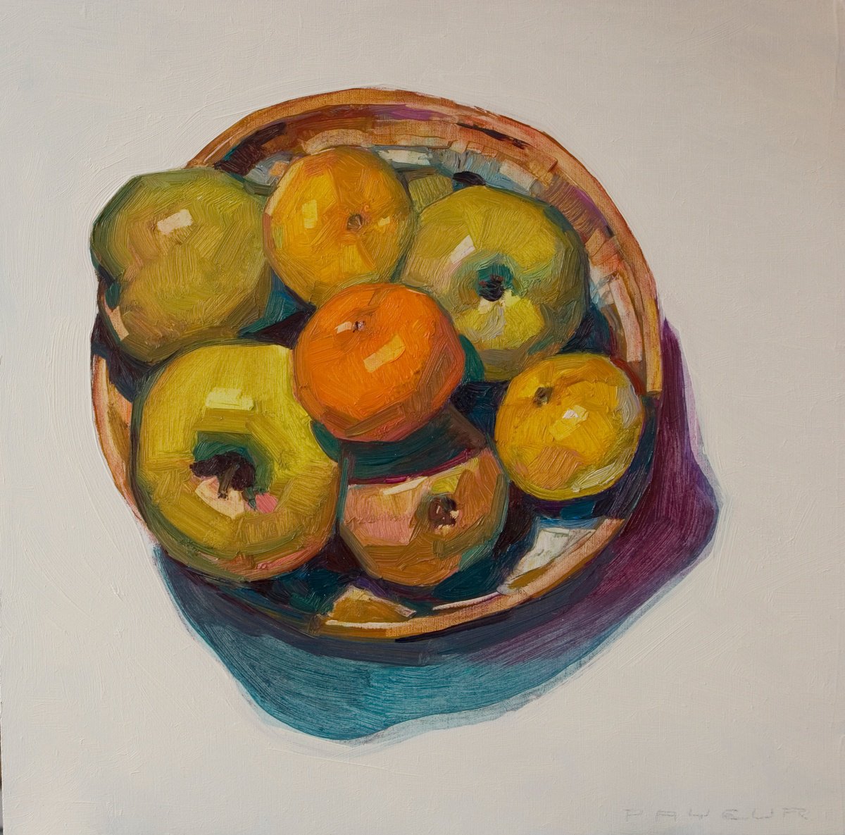 Tangerines Apples In A Plate By Olivier Payeur, 12 X 12, Artwork For Sale On Artfinder