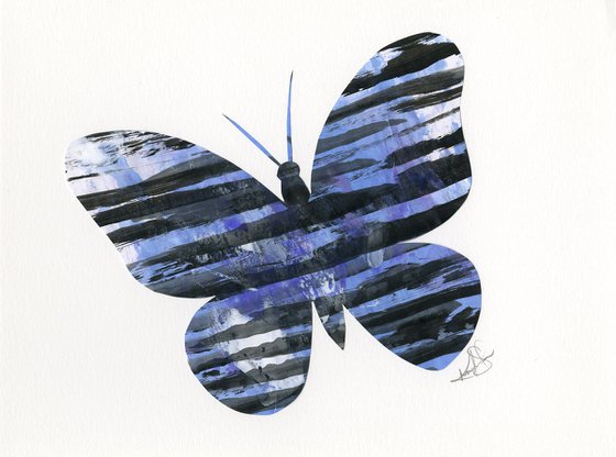 A Butterfly Story - 5 - Abstract Minimal Butterfly Painting Collage by Kathy Morton Stanion