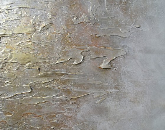 DREAMS. Large Abstract Beige Gold Textured Painting. Modern Art Neutral Colors, Abstraction Landscape Contemporary Artwork for Living Room or Bedroom