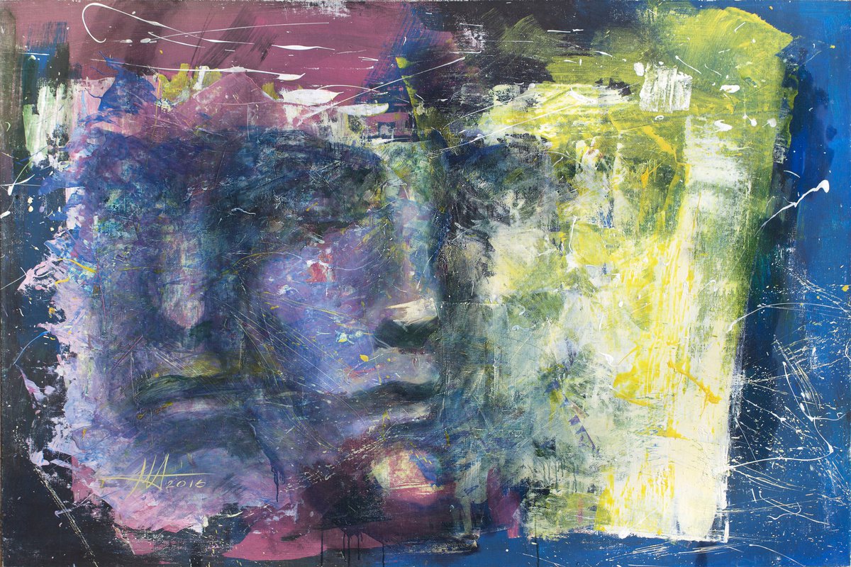 Expressive Portrait Oil Painting By Anatoliy Menkiv, 71 X 47, Twain, Original Artwork