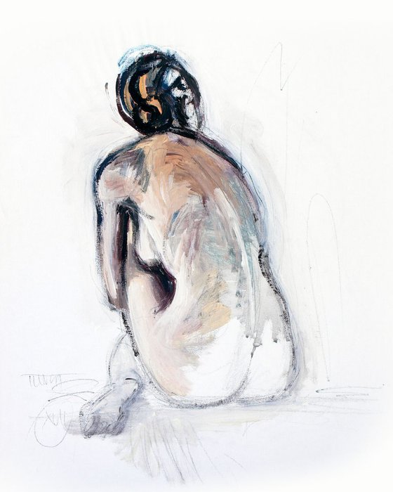nude woman sitting on the floor