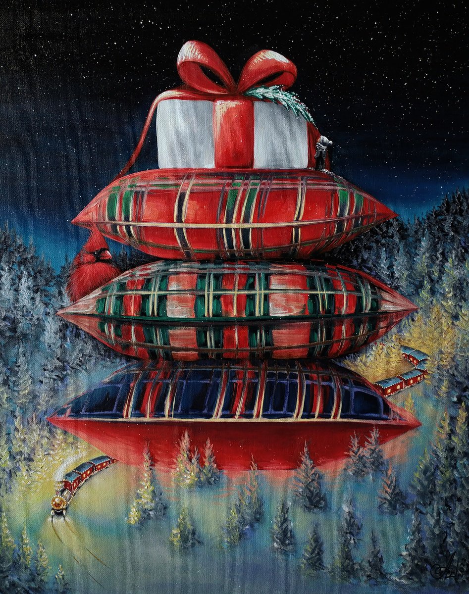 Surrealistic Landscape Oil Painting By Anna Shabalova, 16 X 20, Dreaming Is So Important..., Original Artwork