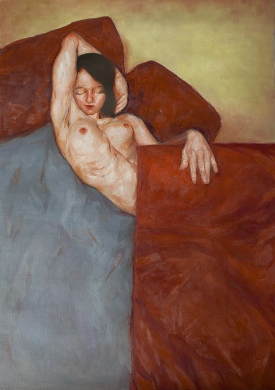 woman in a bed
