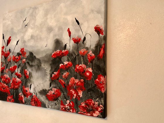 Textured Red Poppies