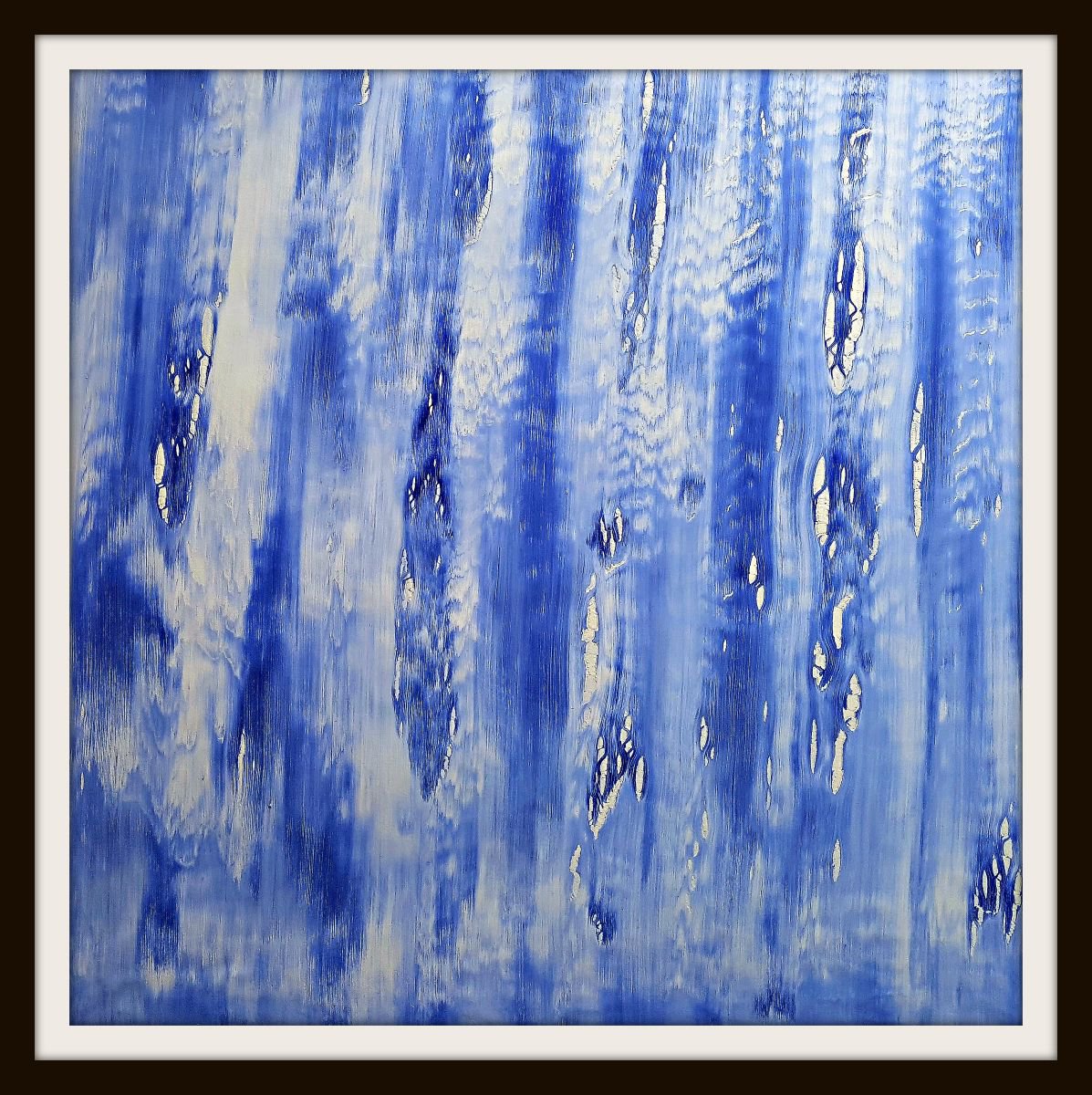 Sliding time - blue (n.276) - 90 x 90 x 2,50 cm - ready to hang - acrylic painting on stre... by Alessio Mazzarulli