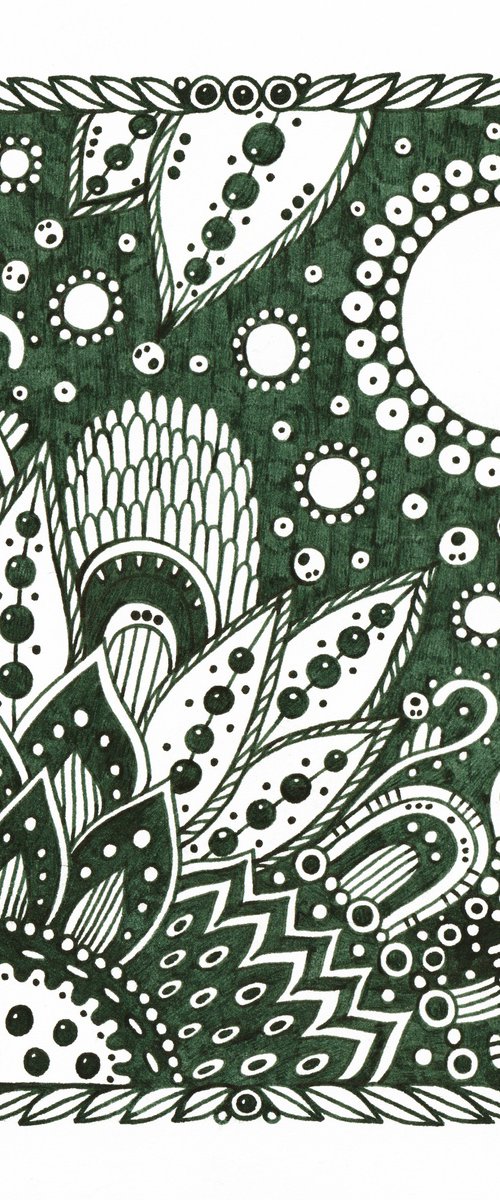 Surreal Pattern n.29 - Dark Green Florals by Veronika Demenko