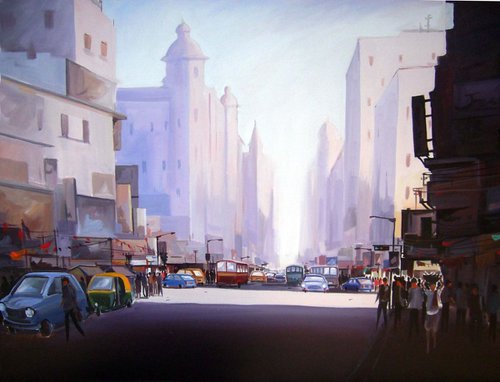 Morning Light-Acrylic on Canvas by Samiran Sarkar