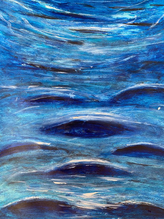 Water Seascape Painting for Home Decor, Blue Impressions Wall Art Decor, Artfinder Gift Ideas