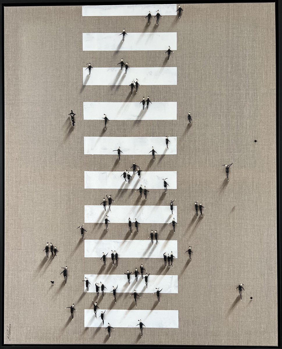 Abstract Portrait Acrylic Painting By Eka Peradze, 33 X 41, Freedom Crosswalk Eka Peradze, Original Artwork