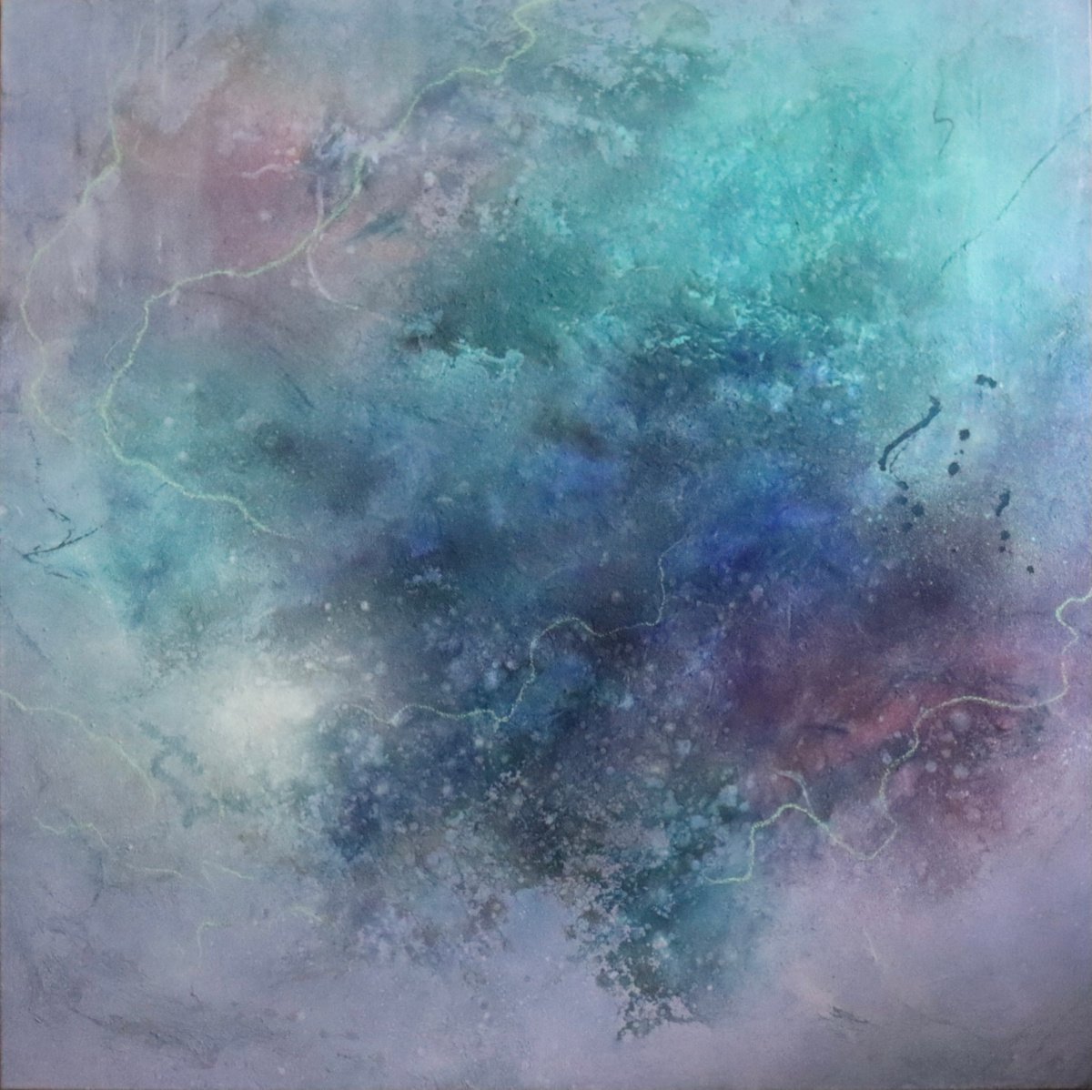 Organic Abstract Painting By Ryoko Minamitani, 52 X 52", Cosmic Spirit 0, Original Artwork