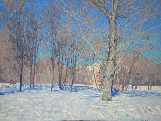 March. The sun is warming