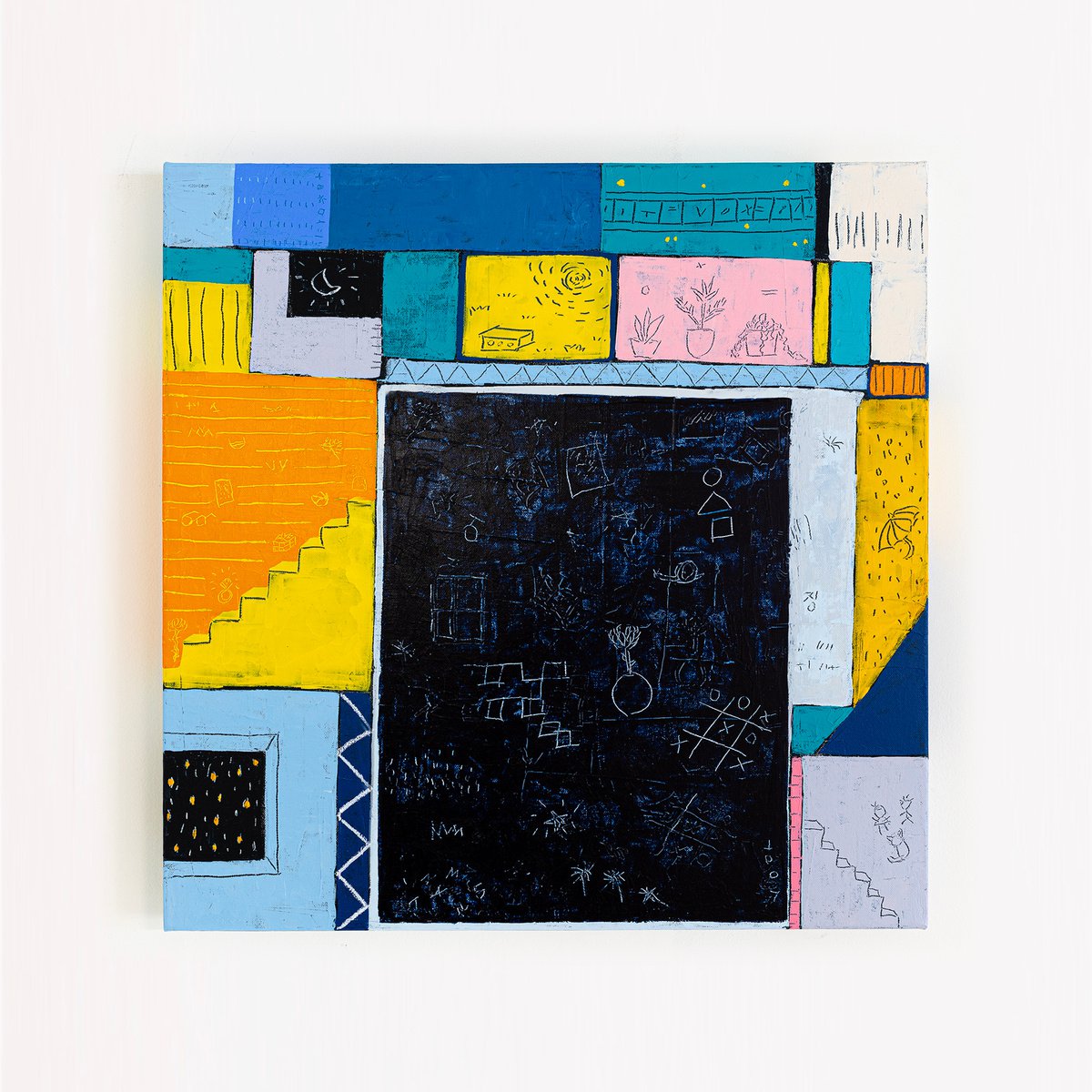 Abstract Acrylic Painting By Hyunah Kim, 24 X 24, Insomnia Iii, Original Artwork