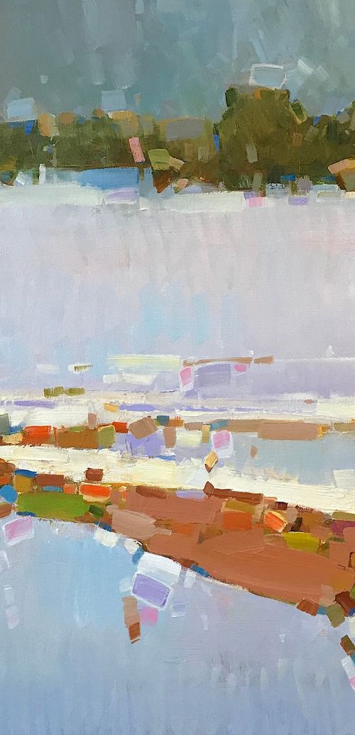 Snowy Day, Original oil Painting, Impressionism, Handmade artwork, One of a Kind by Vahe Yeremyan