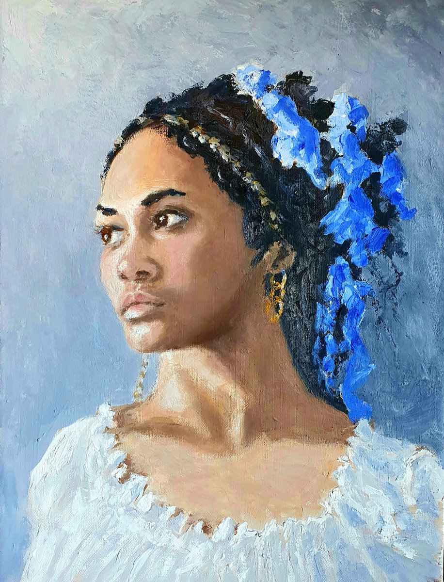 Oil Painting , Girl With A Gold Earring By Colin Ross Jack, 12 X 16, Artwork For Sale On Artfinder