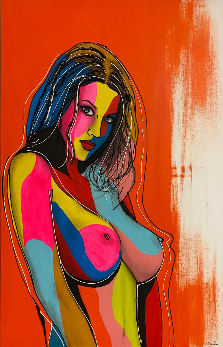 Abstract Portrait Acrylic Painting By Eka Peradze, 31 X 47, Action.3D Woman. Eka Peradze Art., Original Artwork