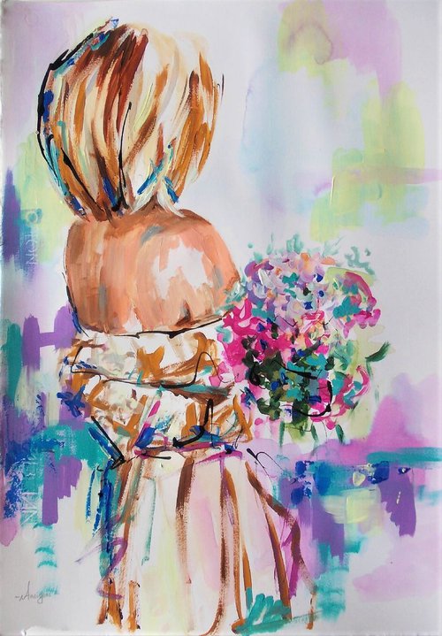 Woman With Flowers by Antigoni Tziora