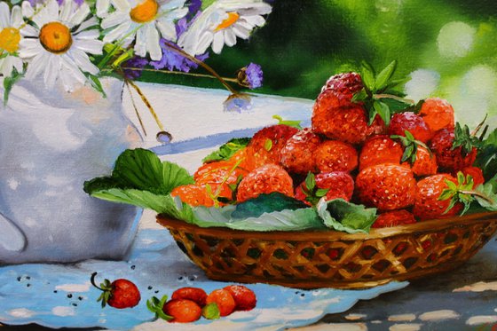 Strawberries and Flowers, A serene summer's day