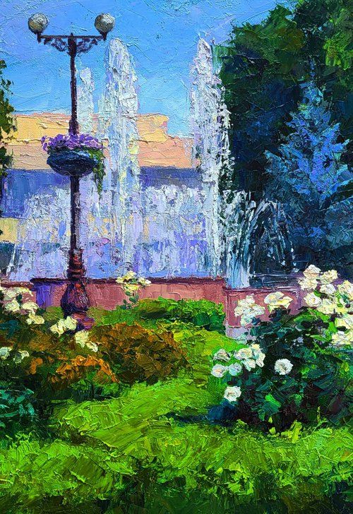 City Square with Fountains by Boris Serdyuk