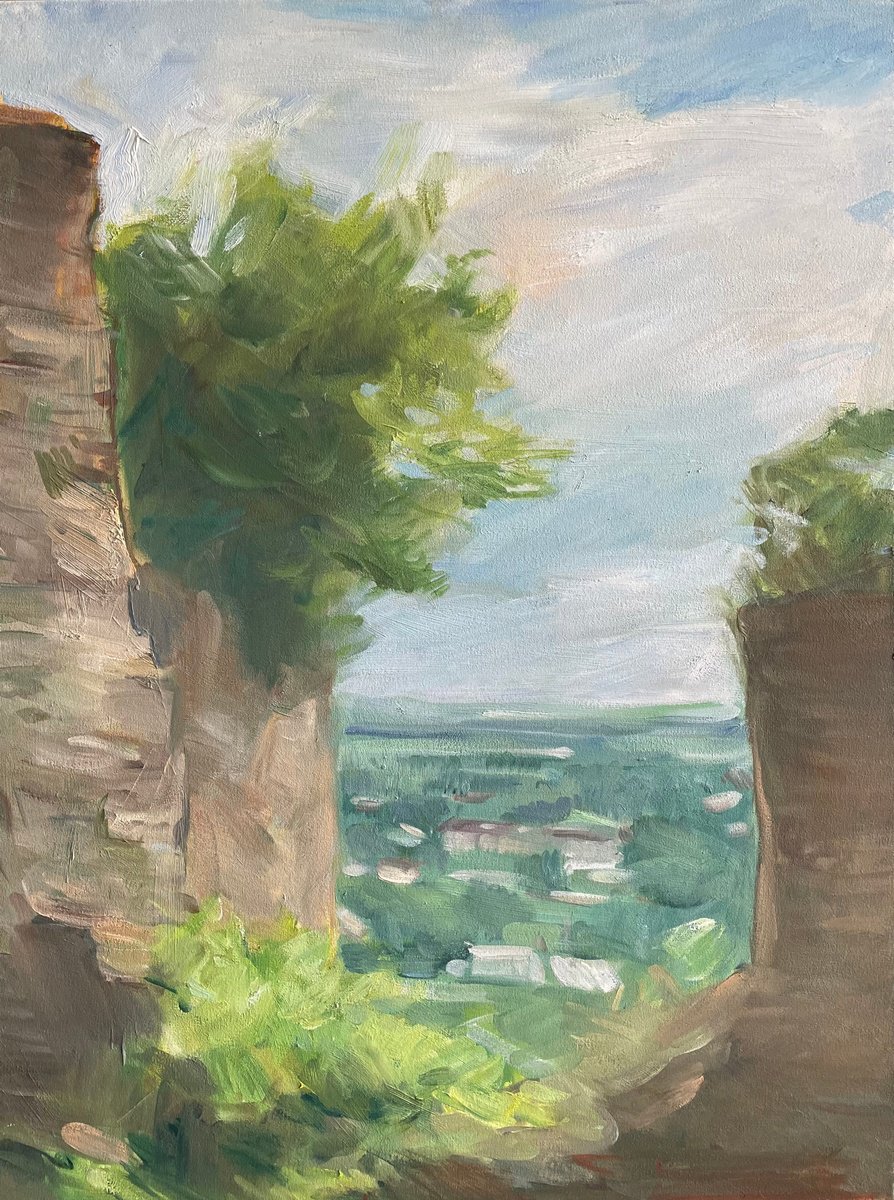 Impressionistic Landscape Oil Painting By Denys Kovalyk, 24 X 31, View From The Castle, Original Artwork