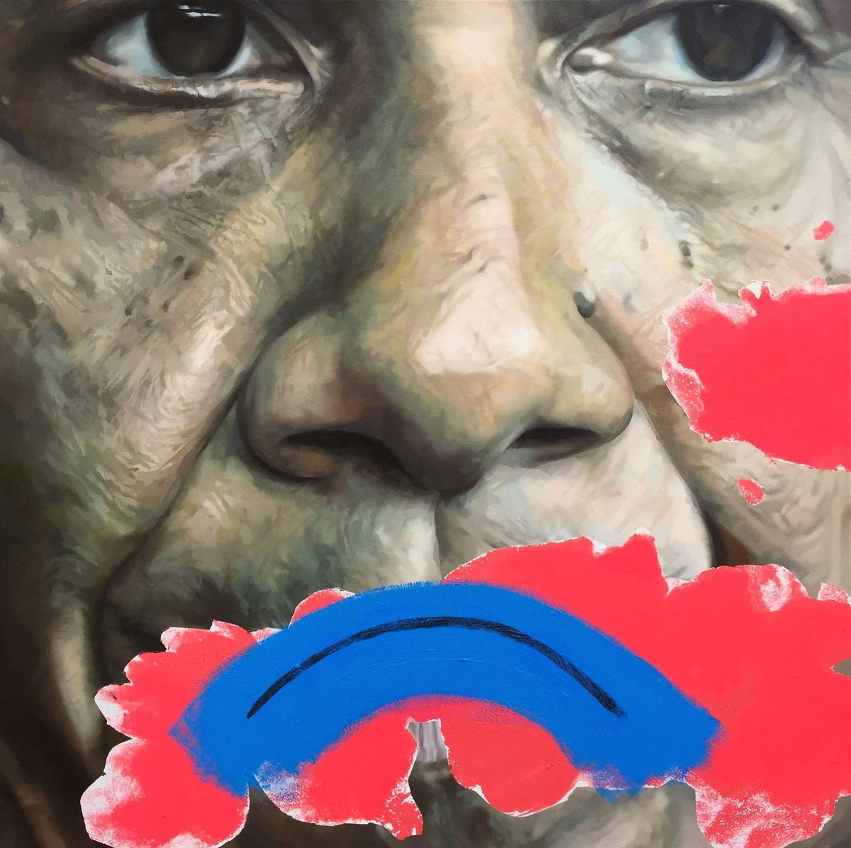Expressive Oil Painting , Sad Clowns By Andrew Newton, 39 X 39, Artwork For Sale On Artfinder