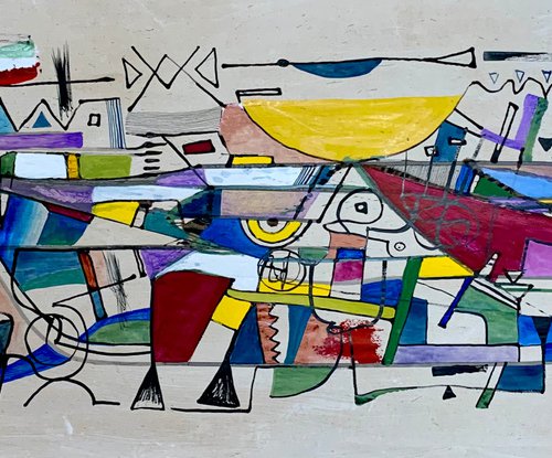 Untitled Abstract ink acrylic painting on paper by Ulugbek Doschanov