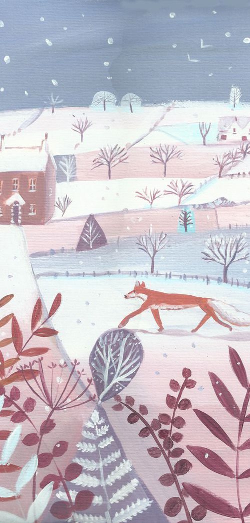 Winterscape with Fox by Mary Stubberfield