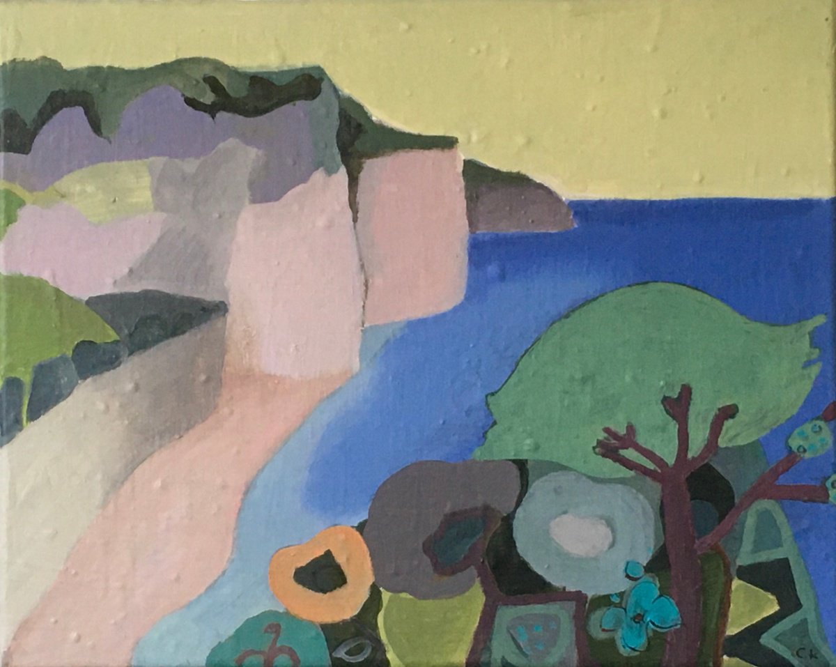 Impressionistic Landscape Acrylic Painting By Chihiro Kinjo, 20 X 16, Robin Food