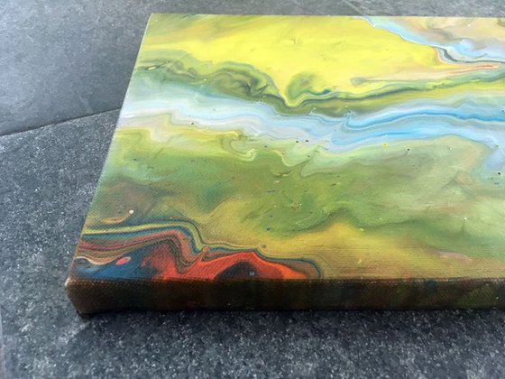 "A River Runs Through It" - Original Small Abstract PMS Fluid Acrylic Painting - 12 x 9 inches