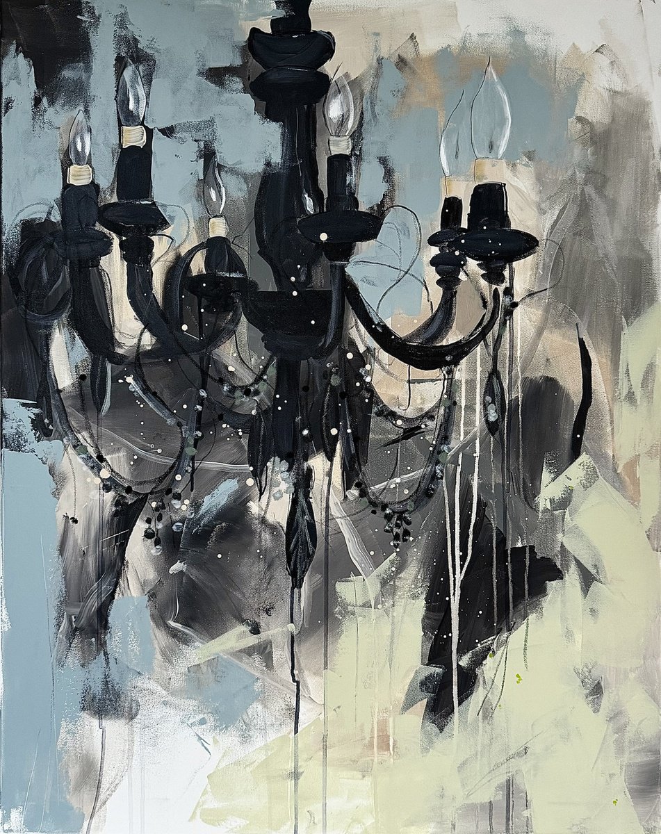 Abstract Acrylic Painting By Tanya Lytko, 29 X 36", "Chandelier", Original Artwork