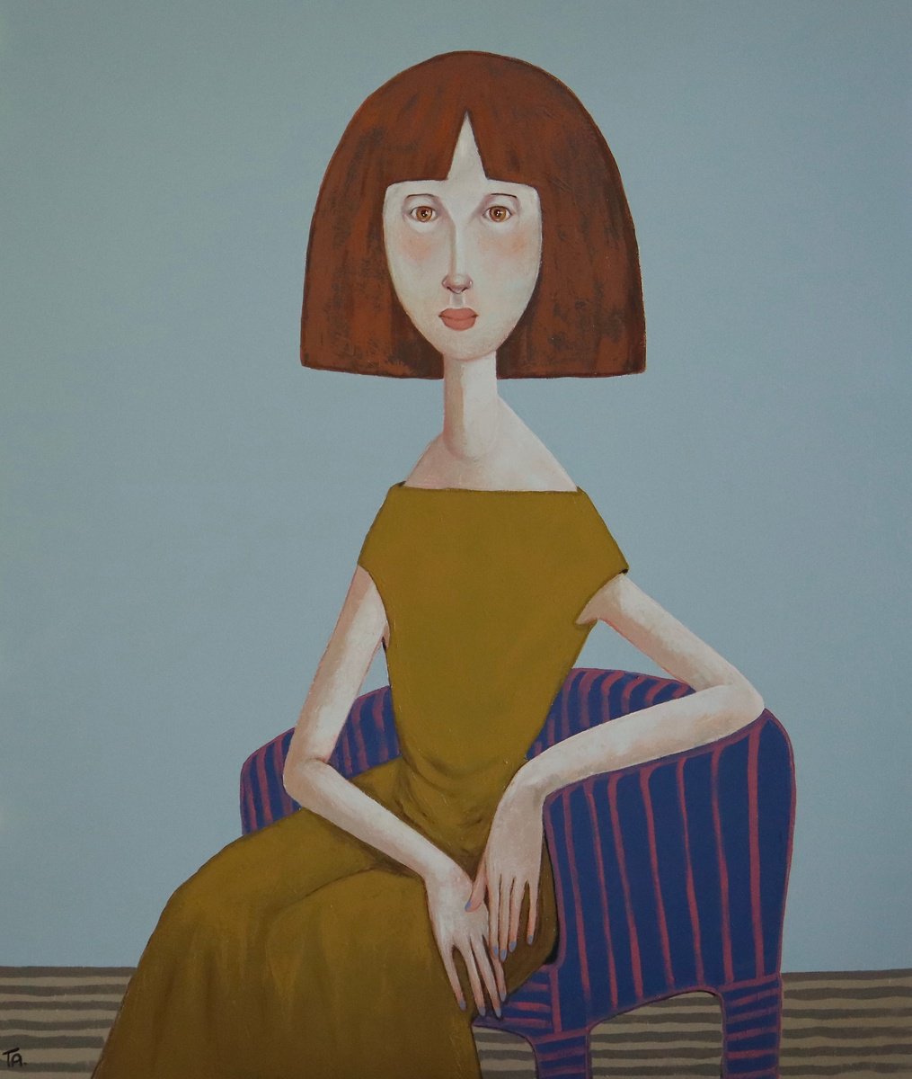 Impressionistic Portrait Oil Painting By Ta Byrne, 39 X 47", Brown Eyes, Original Artwork