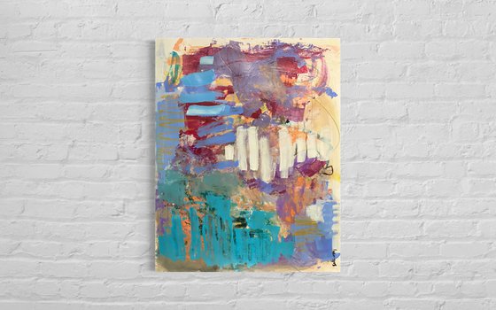 Shouldering the Weight - Colorful energetic contemporary abstract art painting