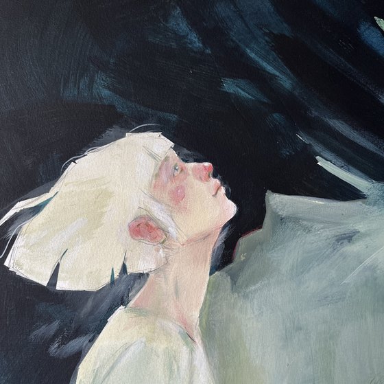 I will not come alone. Black swan. 110x110cm