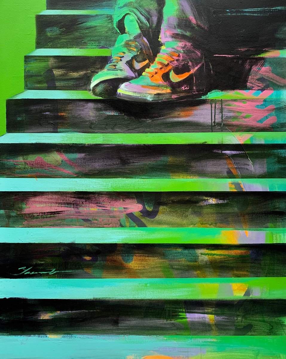 Big XL painting - Green sneakers - Pop Art - Urban Art - Street art by Yaroslav Yasenev