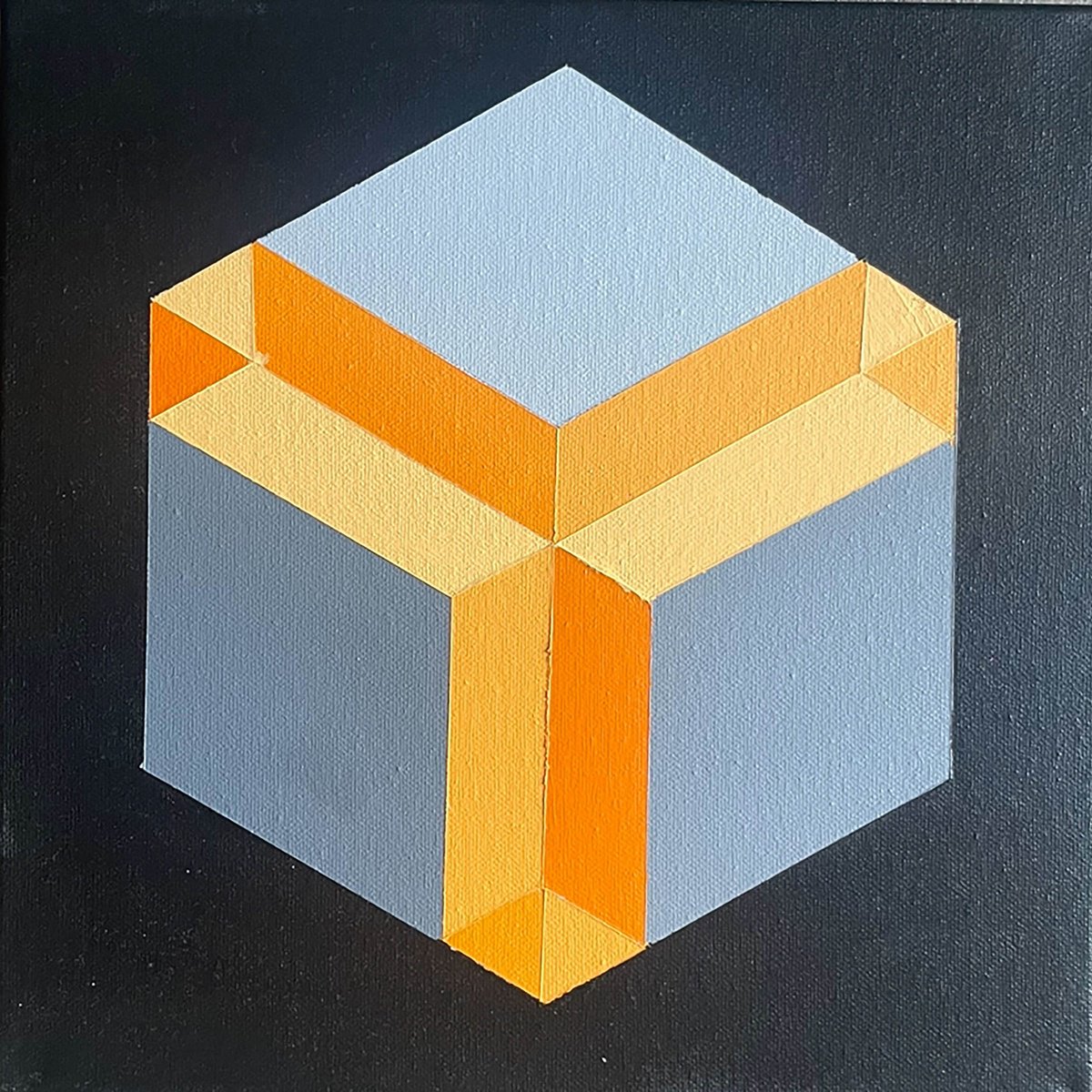 Geometric Abstract Acrylic Painting By Dominic Joyce, 12 X 12, Fluctuating Factor, Original Artwork