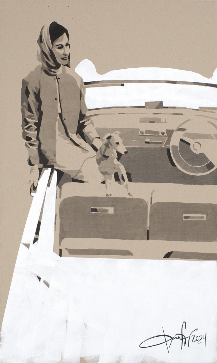 Urban And Pop Portrait Ink Drawing By Dmytro Filatov, 28 X 47, Retro, Original Artwork