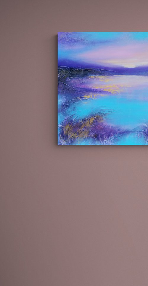 A medium-large original modern semi-abstract painting "Beyond Reality" by Vera Hoi