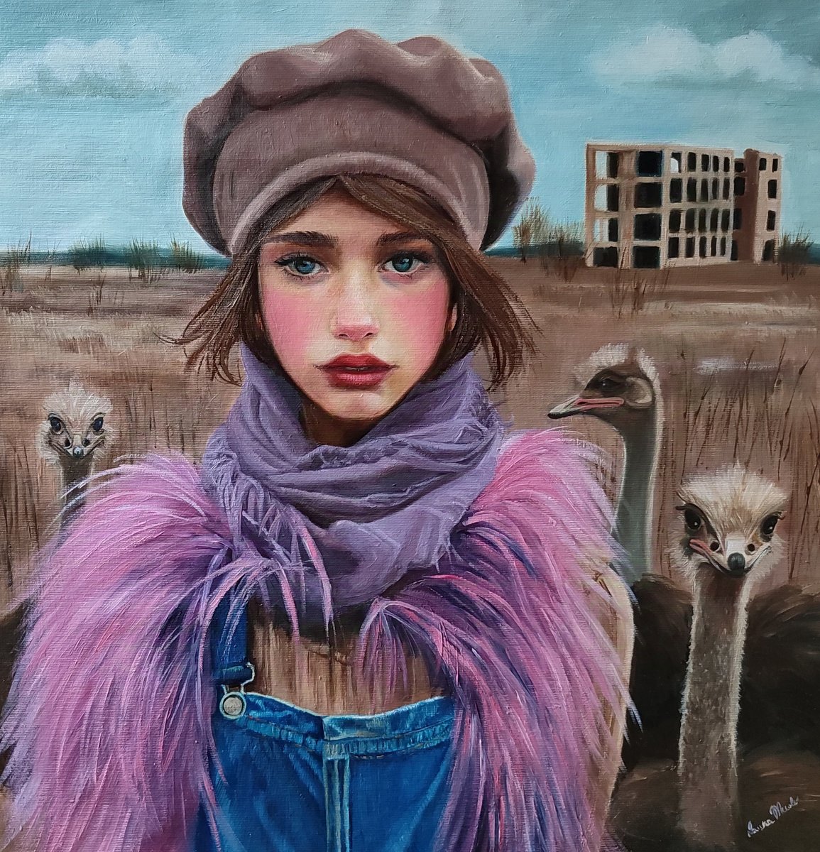 Photorealistic Portrait Oil Painting By Laura Muolo, 20 X 20", Like Myriam