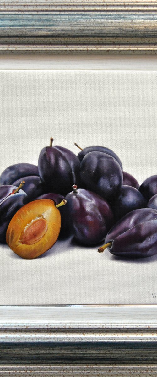 Still life with plums , Original oil on canvas painting by Valeri Tsvetkov