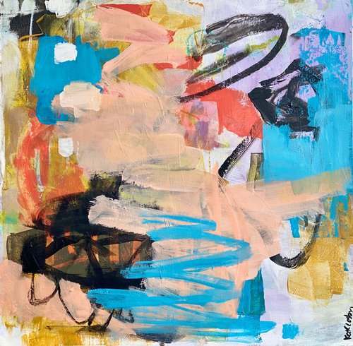 It Will Bubble Up - energetic bold contemporary abstract art painting by Kat Crosby