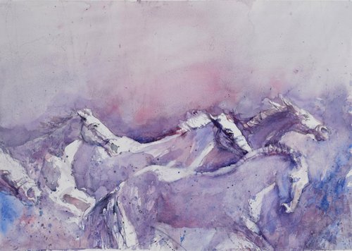 Running horses 2 by Goran Žigolić Watercolors