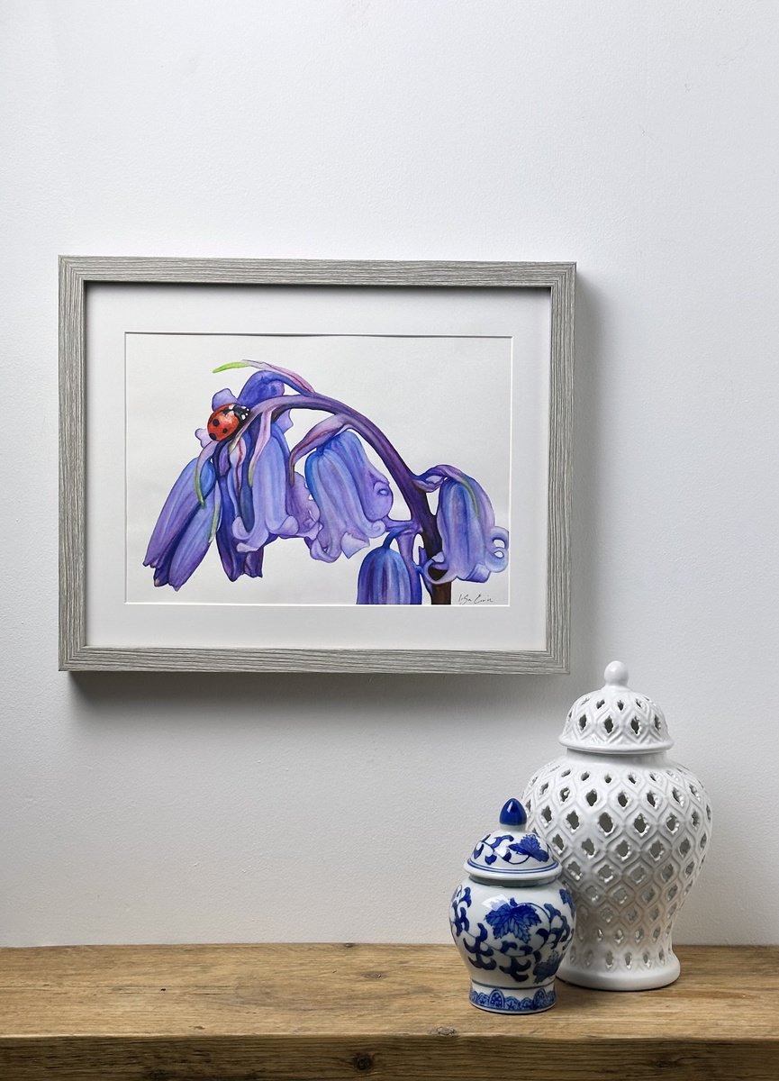 Photorealistic Botanical Watercolour By Irsa Ervin, 15 X 12, Bluebell Painting, Original Artwork